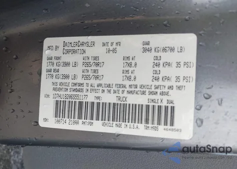 2006 Dodge Ram 1500 Slt/Trx4 Off Road/Sport from USA, damaged, VIN 1D7HU18206S551177